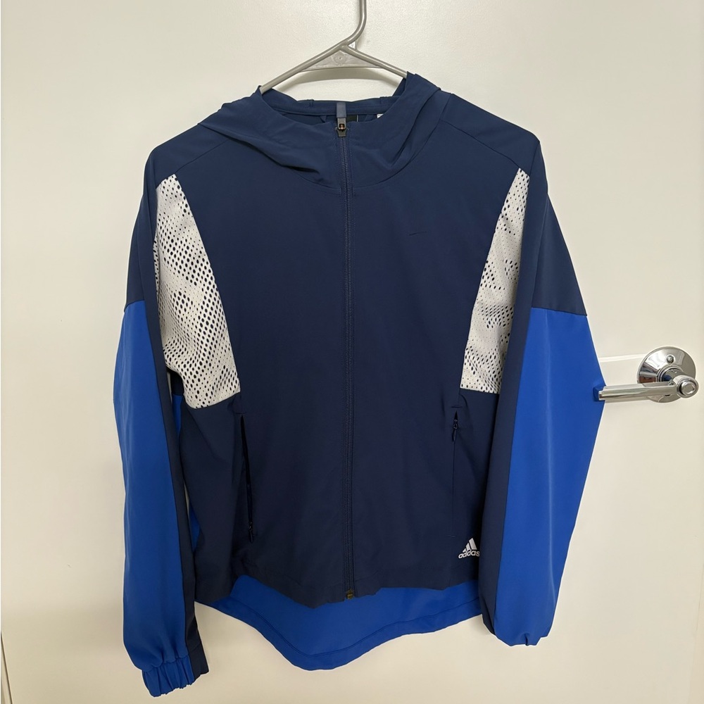 Adidas Navy and Royal Blue Hooded Jacket
